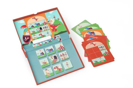 Scratch, magnetyczna układanka - 18 kart zadań Łamigłówka Rycerze i smoki