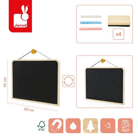 Dwustronna tablica ścienna z akcesoriami 3+, Janod