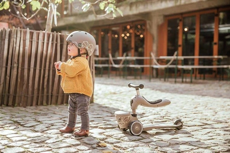 SCOOTANDRIDE Highwaykick 1 Lifestyle 2w1 Jeździk i hulajnoga z zamykanym schowkiem 1-5 lat Brown Lines