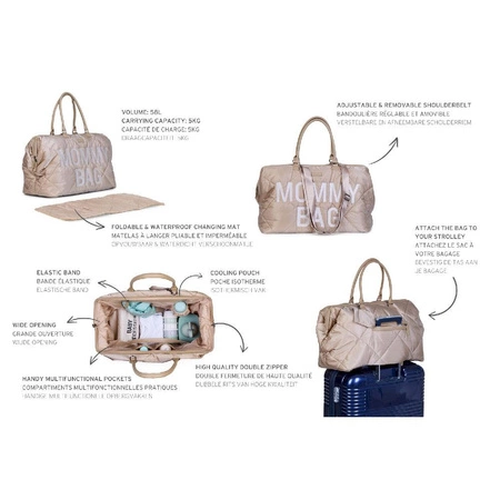 Childhome Torba Mommy Bag Pikowana Beżowa