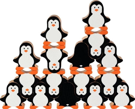 Drewniana gra zręcznościowa Piramida pingwinów 58683-Goki, układanki dla dzieci