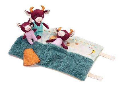 LILLIPUTIENS Mini - przytulanki rodzina krówek z rozkładaną matą Krówka Rosalie 2 lata+