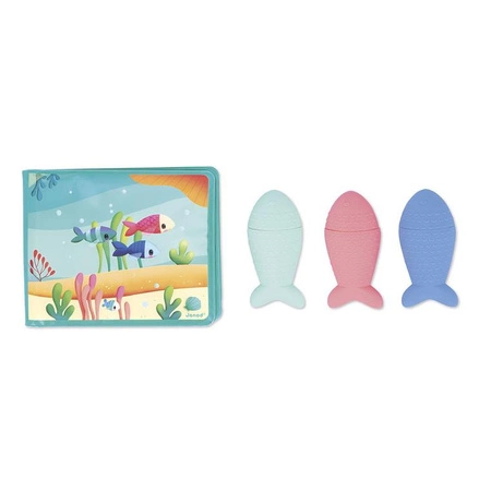 Janod Książeczka do kąpieli z 3 psikawkami Przyjęcie pod wodą 10m+