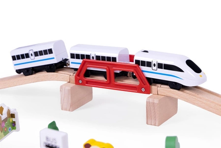 Drewniana kolejka tor pociąg na baterie Ecotoys