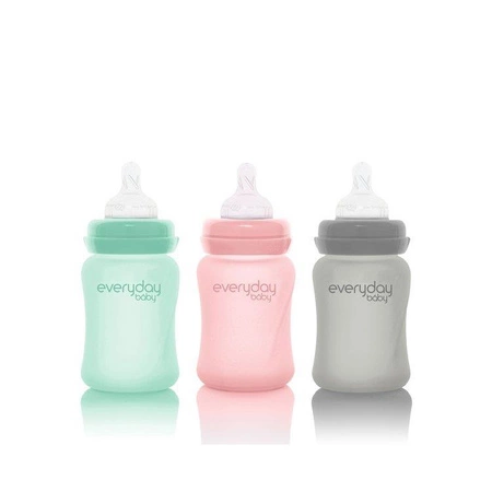 Szklana butelka ze smoczkiem S,150 ml, miętowa, Everyday Baby