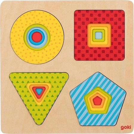 Układanka dla dzieci Warstwowa geometria 57705-Goki, puzzle drewniane