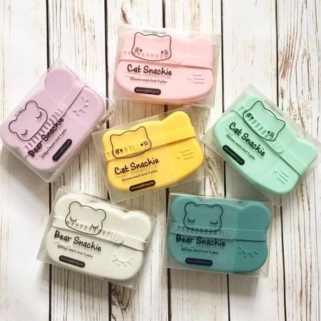 Zamykany silikonowy pojemnik Miś We Might Be Tiny - Lilac