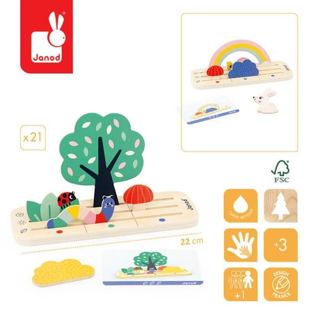 Drewniana układanka Orientacja w przestrzeni Ogród 3+, Janod