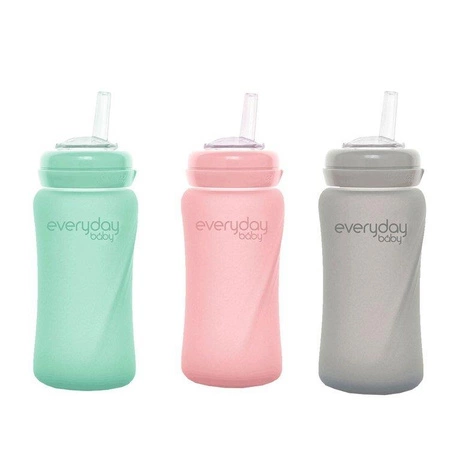 Szklany bidon ze słomką 240 ml, różowy, Everyday Baby