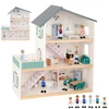 TOOKY TOY Duży Drewniany Domek dla Lalek + Figurki FSC