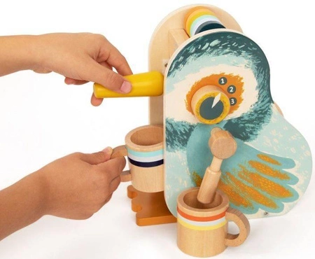 Early Birds drewniany ekspres do kawy z akcesoriami 160260-Manhattan Toy, mała kuchnia dla dzieci