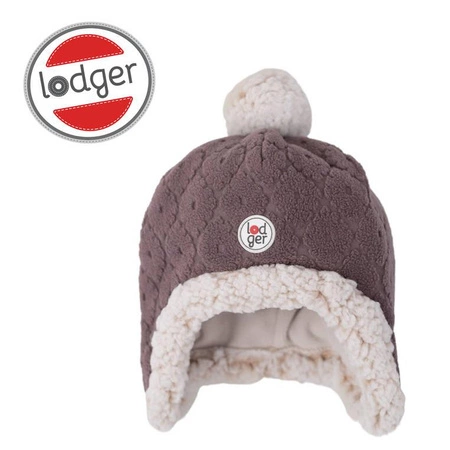 Lodger Dwuwarstwowa zimowa czapeczka z polaru wrzosowa Fleece Mauve 0-3 m