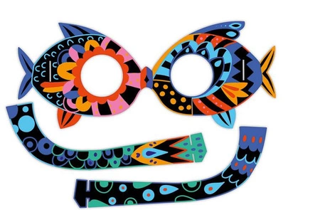 Zestaw kreatywny Zdrapywanki Maski i okulary Zwierzęta 5+, Janod