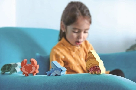 Drewniane figurki do zabawy - zwierzęta morskie, Tender Leaf Toys