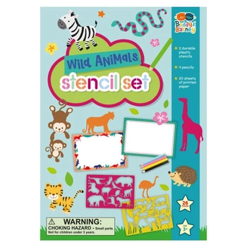 Szablony dzikie zwierzęta - zestaw z kredkami