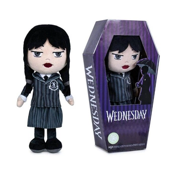 Wednesday w mundurku szkolnym w trumnie z okienkiem (wysokość: 32 cm)