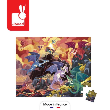 Puzzle w walizce Ogniste smoki 54 elementy 5+ Made in France, Janod
