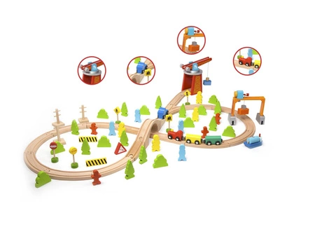 CLASSIC WORLD Drewniana Kolejka Zestaw 75 Elem.