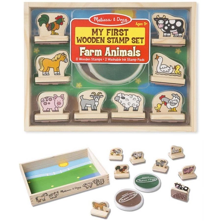 Stempelki Mój pierwszy drewniany zestaw pieczątek Zwierzęta na farmie Melissa and Doug 12390-MD