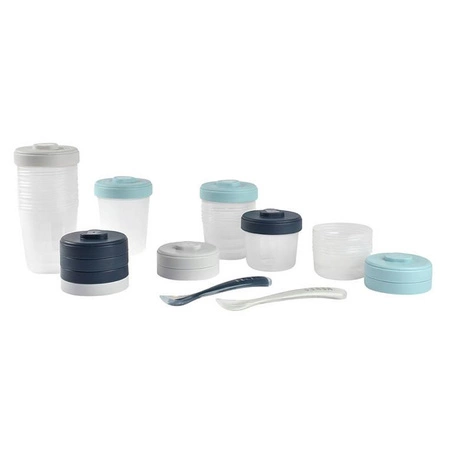 Beaba Zestaw słoiczków Clip 12 szt. (2x90ml, 4x150ml, 6x250ml) + 2 łyżeczki Storm