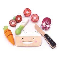 Drewniana deska z warzywami do krojenia, Mini Chef, Tender Leaf Toys