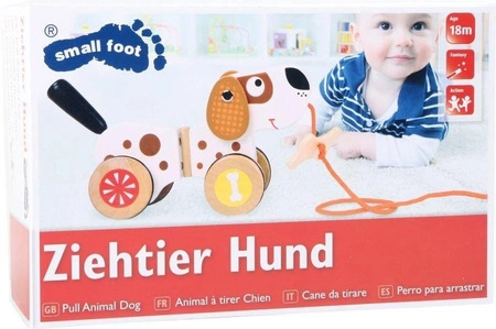 Piesek Groszek - zabawka drewniana do ciągnięcia, 10043-Small Foot, zabawki na sznurku