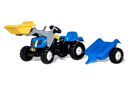 Rolly Toys rollyKid-X New Holland rollyKid Traktor z łyżką i przyczepką Niebieski