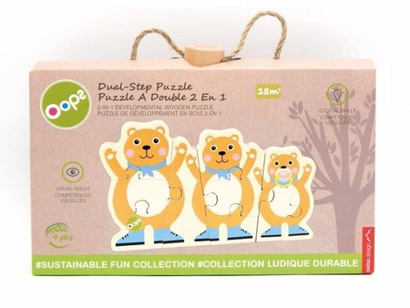 Oops Puzzle Dwustronne Miś 18m+