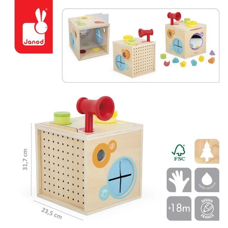 Janod Kostka sensoryczna drewniana 18 m+