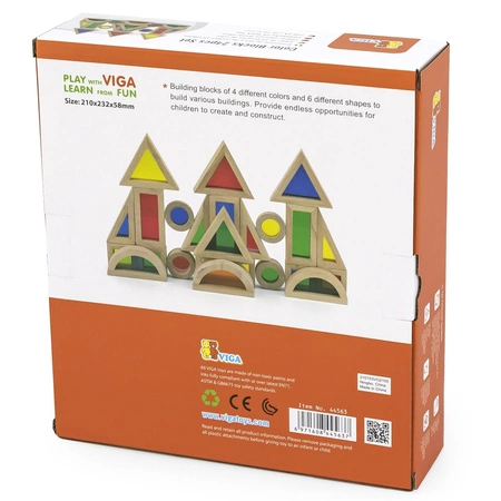 VIGA Drewniane Kolorowe Klocki Zestaw 24 elementy