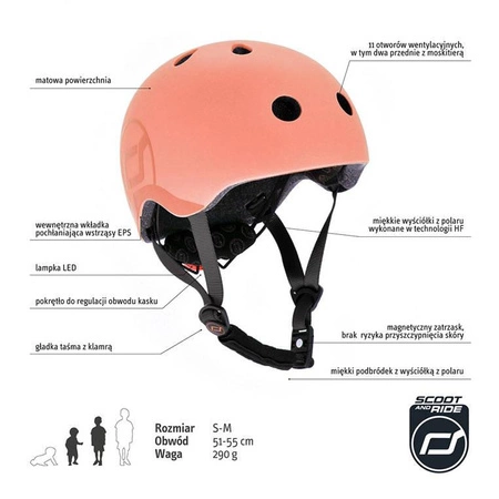SCOOTANDRIDE Kask S-M dla dzieci 3+ Peach
