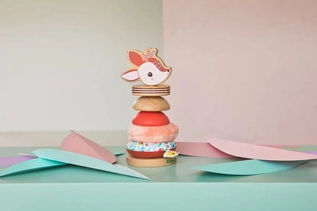 LILLIPUTIENS Drewniana układanka piramida z miękkimi elementami Sarenka Stella 12 m+