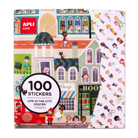 Plakaty z naklejkami 2 szt. Apli Kids - Miasto i Mapa Świata