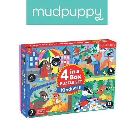 Mudpuppy Puzzle progresywne „Życzliwość” 4, 6, 9 i 12 elementów 2+