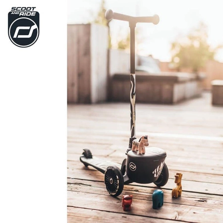 SCOOTANDRIDE Highwaykick 2 Lifestyle Hulajnoga trójkołowa balansowa z zamykanym schowkiem 2+ Zebra