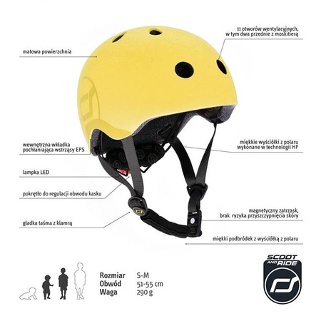 SCOOTANDRIDE Kask S-M dla dzieci 3+ Lemon