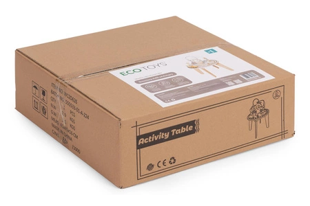 Drewniany stolik edukacyjny interaktywny dla dzieci 5w1 labirynt mula kolejka lusterko ECOTOYS