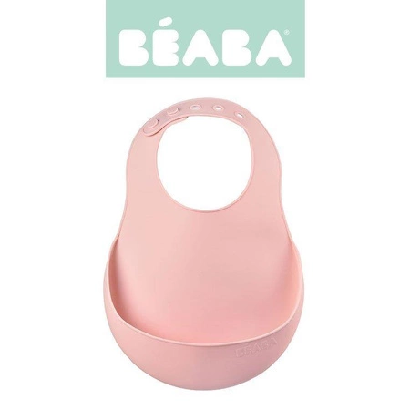 Beaba Śliniak silikonowy z kieszonką vintage pink