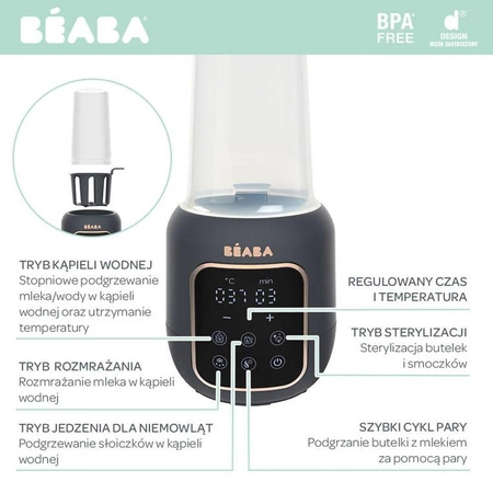Beaba Wielofunkcyjny podgrzewacz i sterylizator parowy do butelek i słoiczków 5w1 Multi Milk Night blue