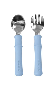 Mombella Metalowe Sztućce dla Dzieci Panda Light Blue