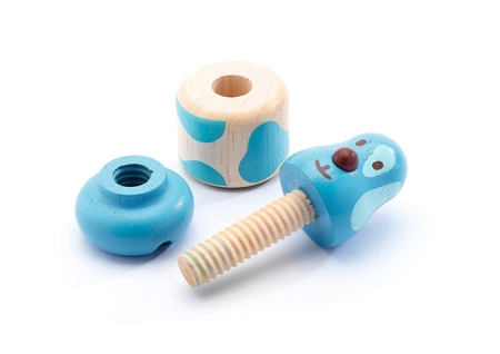 Drewniana zabawka śrubki -zwierzaki DJ06304