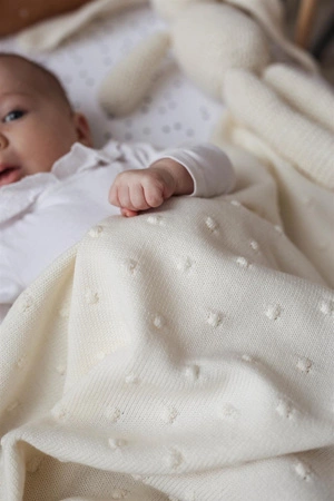 ooh noo Kocyk dla niemowląt "Popcorn" - kremowy