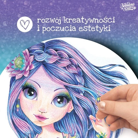 Szkicownik z kredkami, szablonami i naklejkami M Nenuphia Nebulous Stars