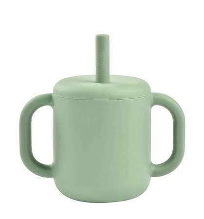 Beaba Silikonowy kubek ze słomką 170 ml Sage green