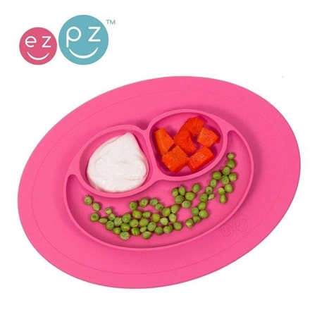 EZPZ Silikonowy talerzyk z podkładką mały 2w1 Mini Mat różowy