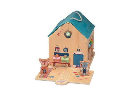 LILLIPUTIENS Drewniana rozkładana Szkoła z 3 figurkami i akcesoriami 3 lata+
