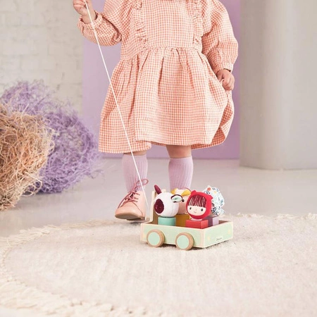 LILLIPUTIENS Drewniany wózek z sorterem do ciągnięcia Wilk Louis 12 m+