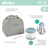 Beaba Zestaw podróżny w torbie izotermicznej: termos obiadowy ze stali nierdzewnej 500 ml, bidon termiczny ze słomką 250 ml i silikonowa łyżeczka 8m+ Windy Blue
