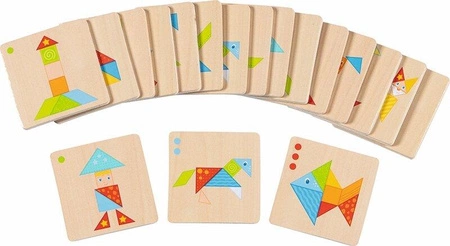 Tangram dla dzieci 37 el. drewniane klocki Kolorowy świat Goki 56316 układanki edukacyjne