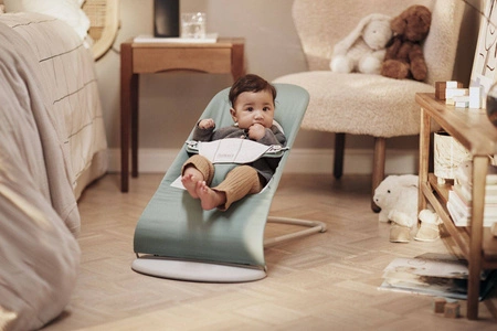 BABYBJORN - leżaczek BALANCE SOFT WOVEN/JERSEY - Jasnoszałwiowy/Szary